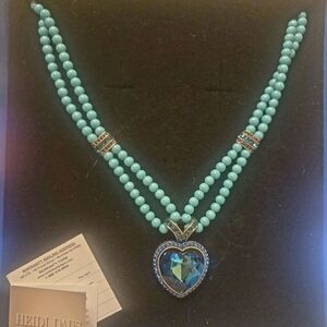 Heidi Daus Turquoise and Blue Heart Necklace